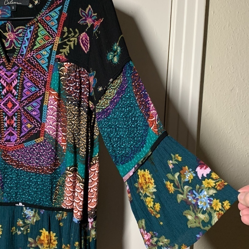 Caleaas Multi Pattern Embroidered Top, S - Picture 6 of 8